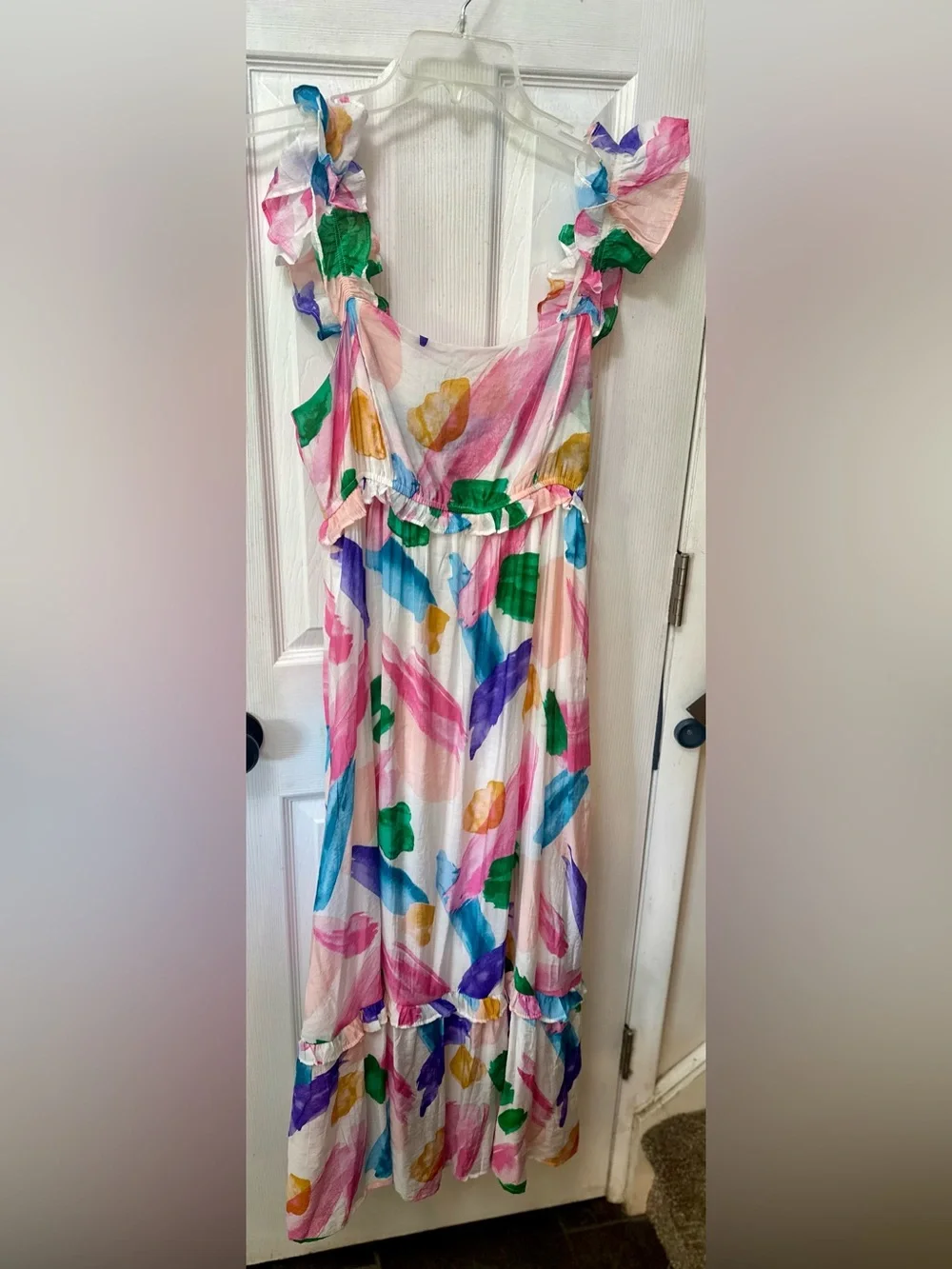 Blu Pepper Brush Stroke Ruffle Midi Sundress - Picture 3 of 7